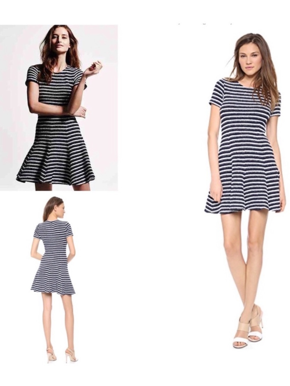 Theory Albita Dress in "Uniform & White" Striped Tweed